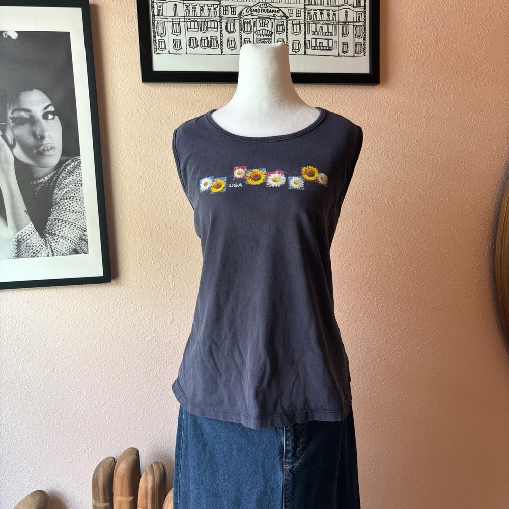 Vintage Floral Graphic Oversized Muscle Tee